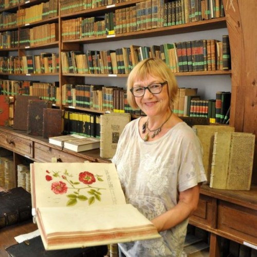 Bibliothekarin Iruta Völlger verabschiedet sich nach 33 Jahren aus der Francisceumsbibliothek, in der historische Bücher und Schriften aus über zwölf Jahrhunderten verteilt auf 23 verschiedene Sachgruppen zu finden sind. (Foto: Daniela Apel)
